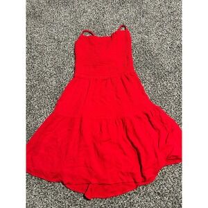 E25 Halara Red Dress Sleeveless‎ Casual Summer Dress Lace Up Back Detail